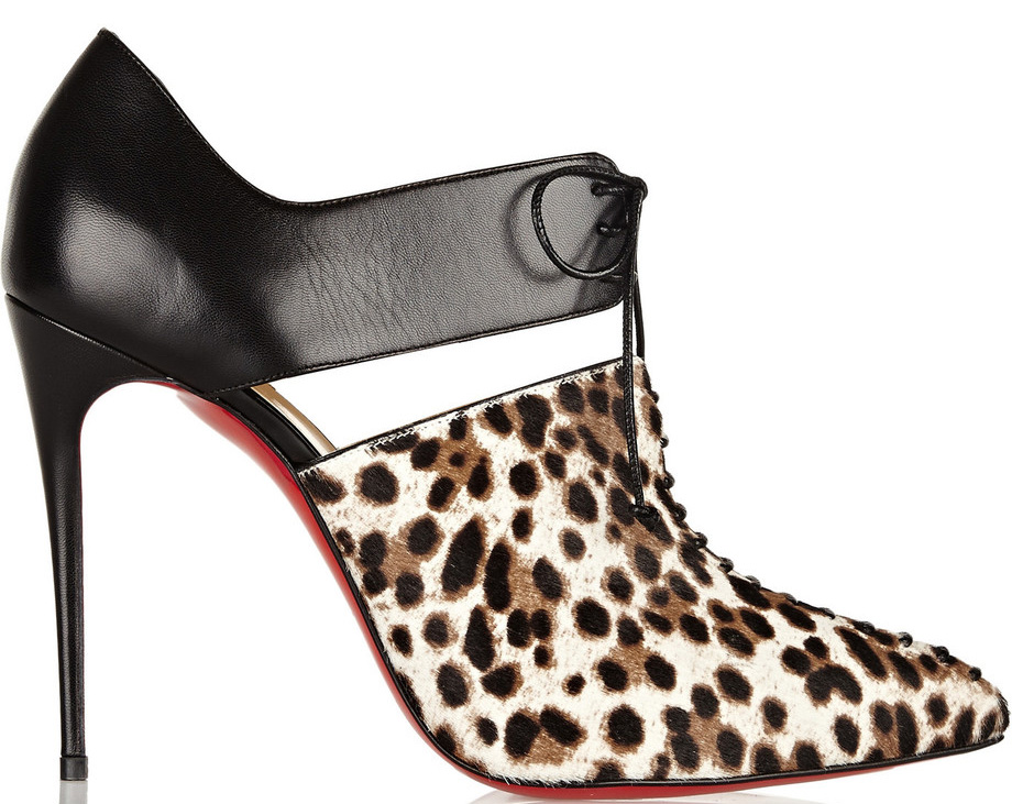 Christian Louboutin Corsita 100 Leather and Calf Hair Ankle Boots