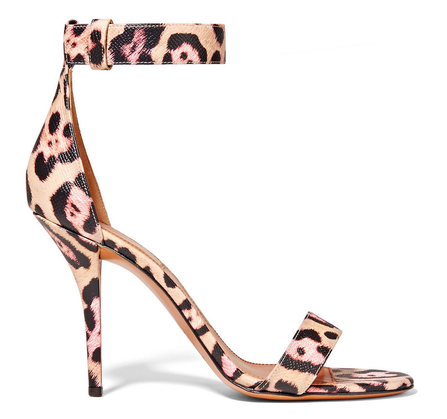 Givenchy Retra Leopard-Print Textured-Leather Sandals