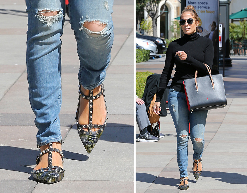 Jennifer-Lopez-Valentino-Rockstud-Strass-Camo-Flats