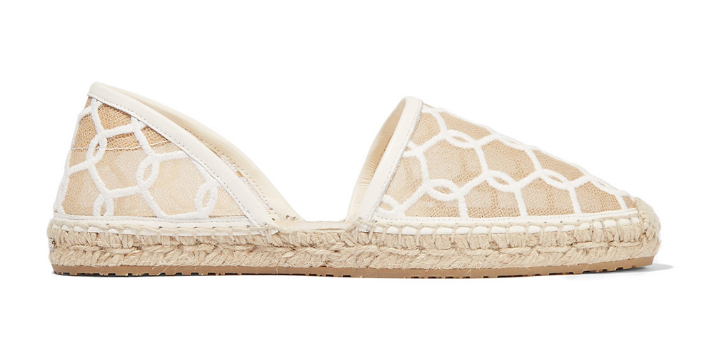 Jimmy Choo Dreya Embroidered Mesh Espadrilles