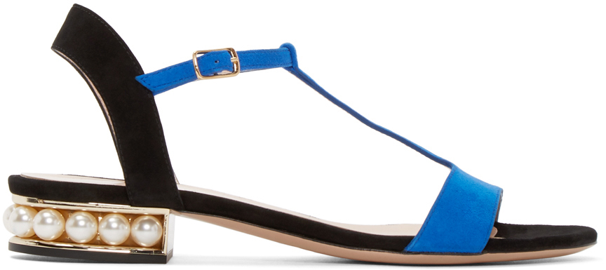 Nicholas Kirkwood Blue Suede Casati Pearl Sandals