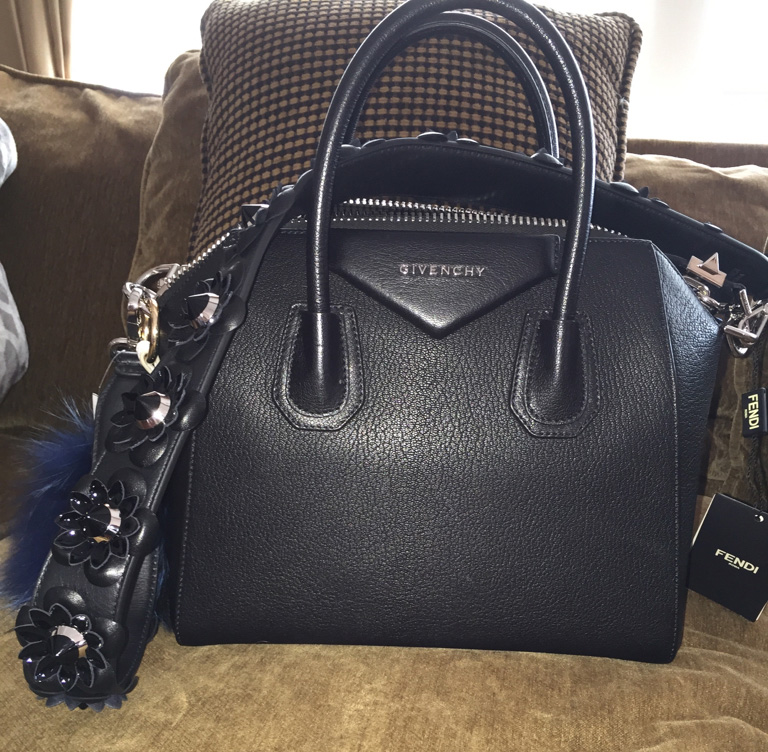 tPF Member: Sweetyqbk Bag: Givenchy Antigona Small Leather Satchel Strap: Fendi Flower & Stud Leather Strap Shop: Givenchy Bag for $2,280 via Saks and Fendi Strap for $1,100 via Neiman Marcus 