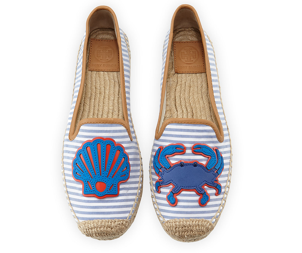 Tory Burch Crab Striped Espadrille Flat