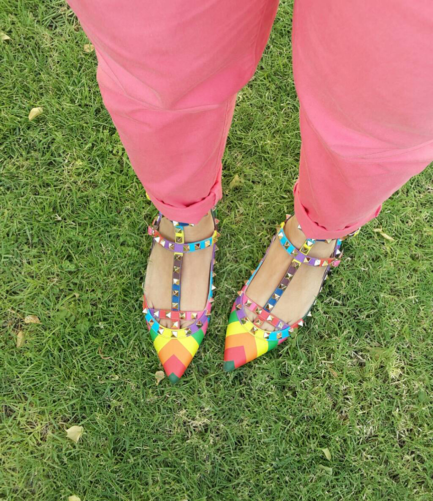 tPF Member: Eroshry  Shoes: Valentino Rockstud Chevron Print Flats  Shop: $1,145 via Nordstrom 