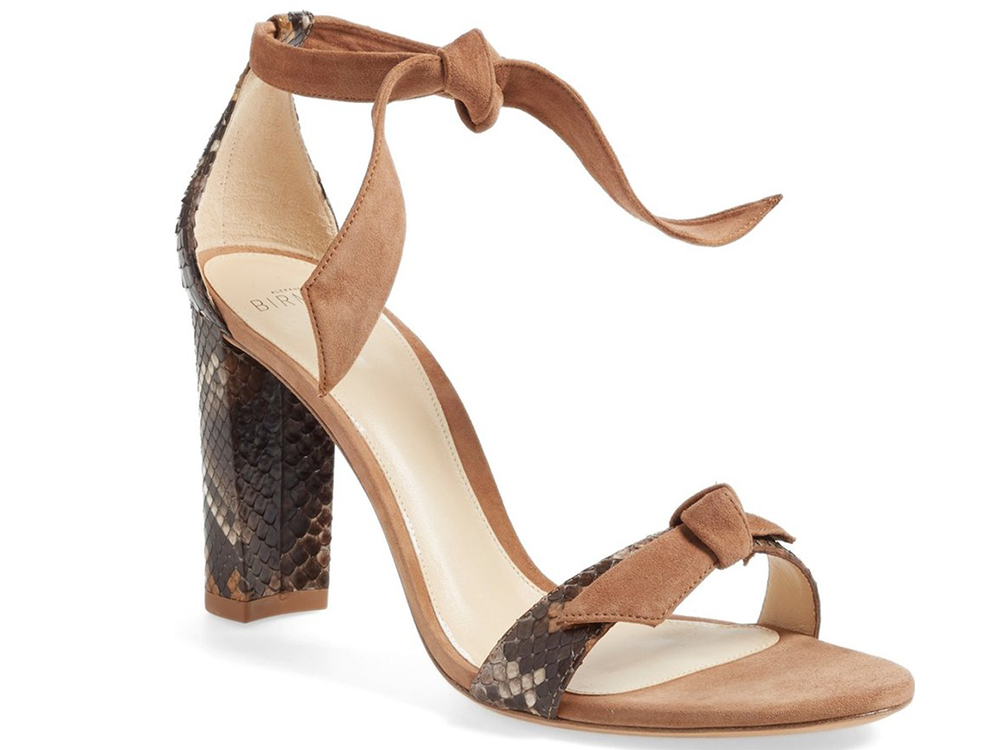 Alexandre Birman Clarita Suede and Genuine Python Ankle Tie Sandal