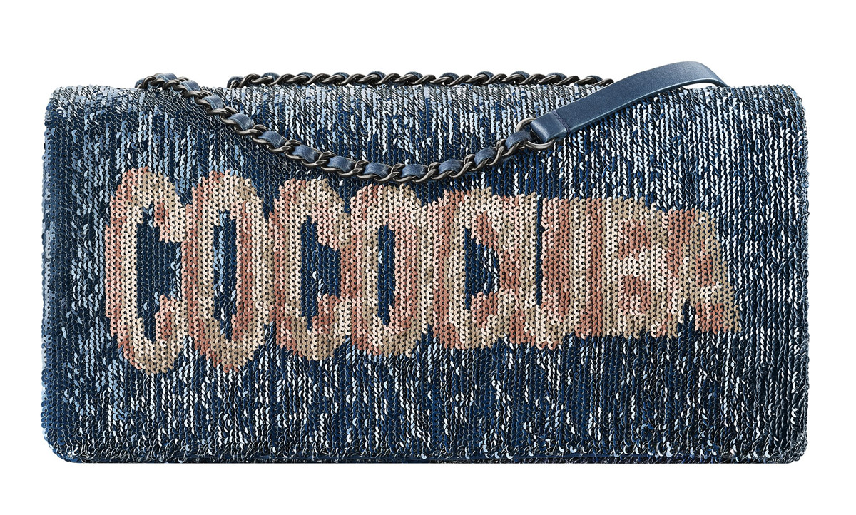 Chanel Cuba Clutch bag embroidered with blue and pink sequins