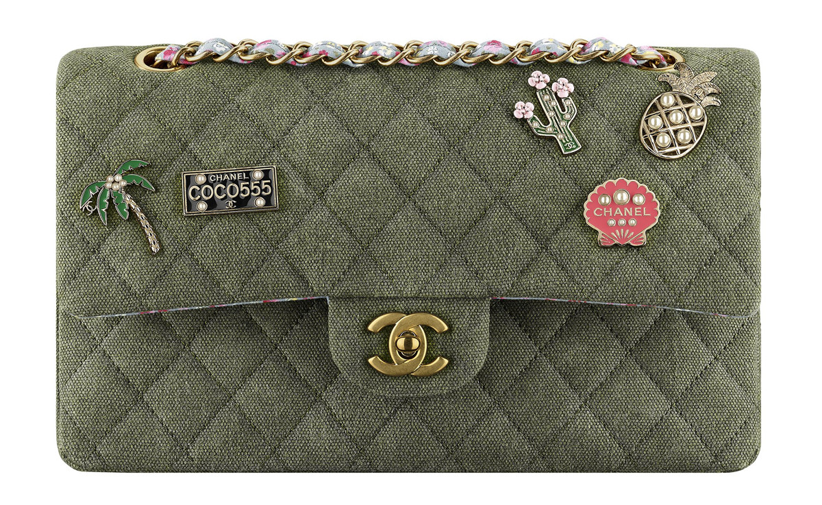 Chanel Cuba Khaki Quilted Toile Bag