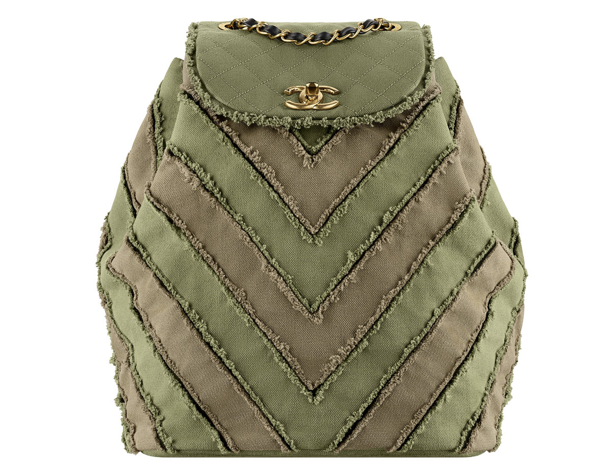 Chanel Cuba Khaki patchwork toile backpack