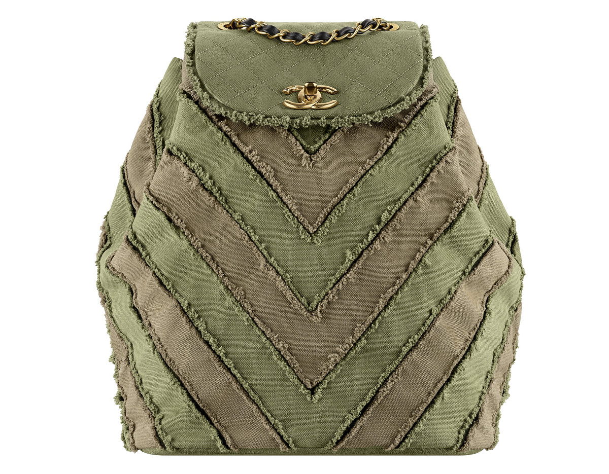 Chanel Cuba Khaki patchwork toile backpack