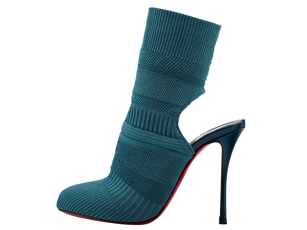 Christian Louboutin Noemi 100 Maille Tricot Patent Lagune Bootie