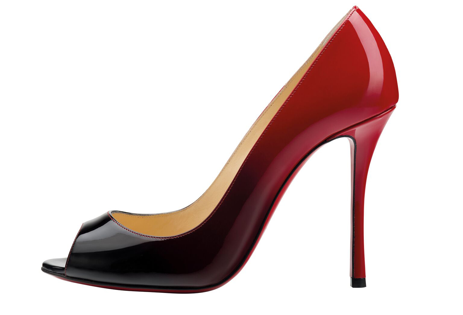 Christian Louboutin Yootish 100 Patent Degrade Black Red Pump