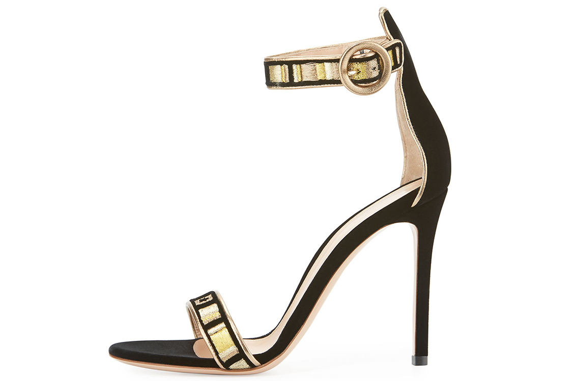 Gianvito Rossi Embroidered Velvet Portofino Sandals