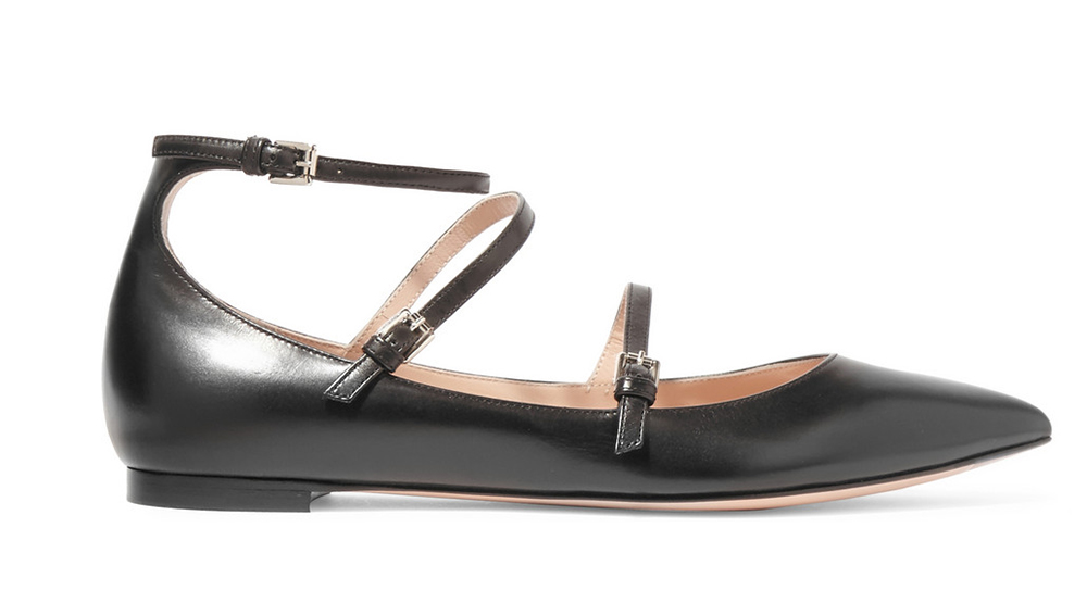 Gianvito Rossi Leather Point-Toe Flats