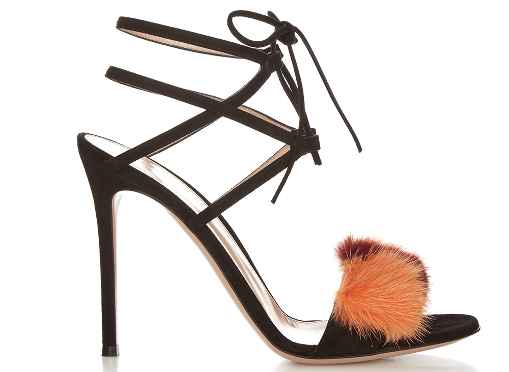 Gianvito Rossi Zelda Fur-Trimmed Suede Sandals