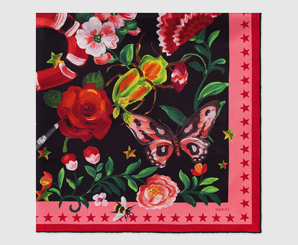 Gucci-Garden-Silk-Scarf-Black