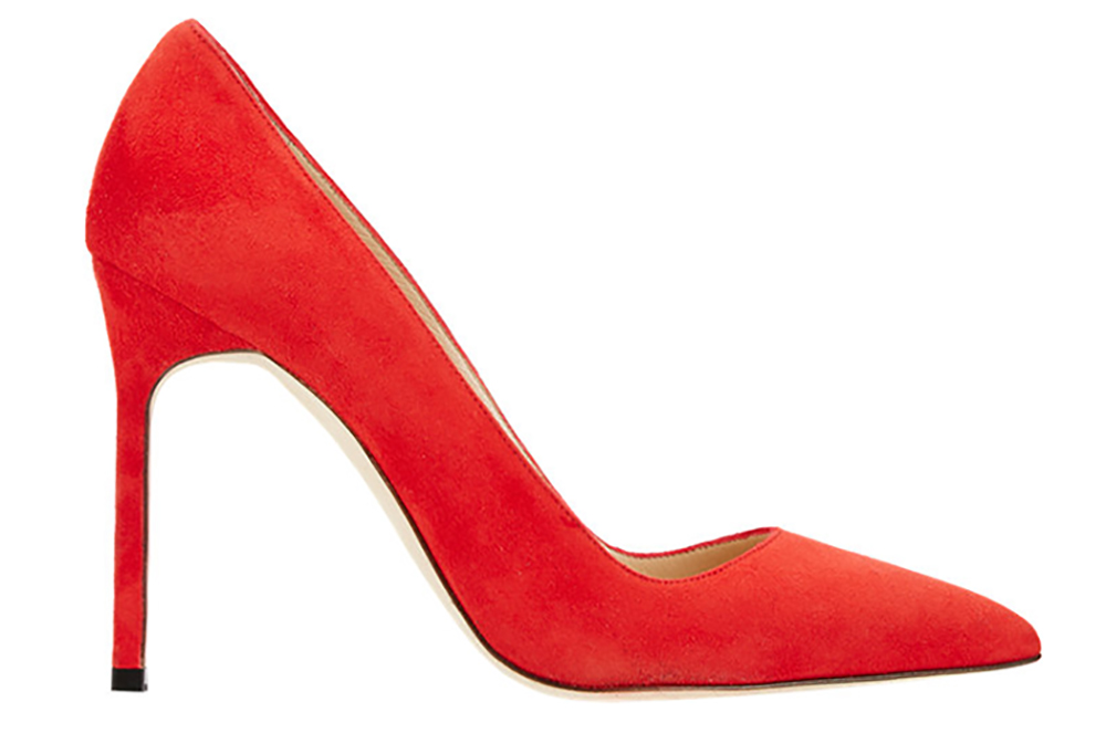 $595 in Red Suede (As Seen Above) via Barneys, $595 in Patent Leather via Nordstrom, $595 in Calf Leather via Manolo Blahnik $595 in Satin via Barneys, $595 in Silver Metallic via Barnys, $695 in Mesh via Saks, $695 in Nottorno Mesh via Saks, $695 in Lace & Satin Pumps via Saks, $695 in Blue Tie-Dye via Bergdorf Goodman, $695 in Splatter Print Linen via Bergdorf Goodman, $695 in Fabric via Bergdorf Goodman, $695 in Multicolor Tie-Dye, $695 in Printed Suede via Bergdorf Goodman, $695 in Multicolor Fabric via Bergdorf Goodman, $695 in Metallic-Denim via Neiman Marcus, $695 in Glitter via Neiman Marcus, $695 in Multi-Stripe via Neiman Marcus, $695 in Printed Denim via Neiman Marcus, $745 in Fortuni Velvet Check Print via Neiman Marcus,  $765 in Velvet via Neiman Marcus, $695 in gold Lamé via Barneys, $675 in Snakeskin and Metal Mesh via Barneys, $695 in Metallic Fiber via Barneys, $895 in Pearly Suede via Neiman Marcus, $1,075 in Gray Python via Neiman Marcus, $1,075 in Blue Python via Bergdorf Goodman 