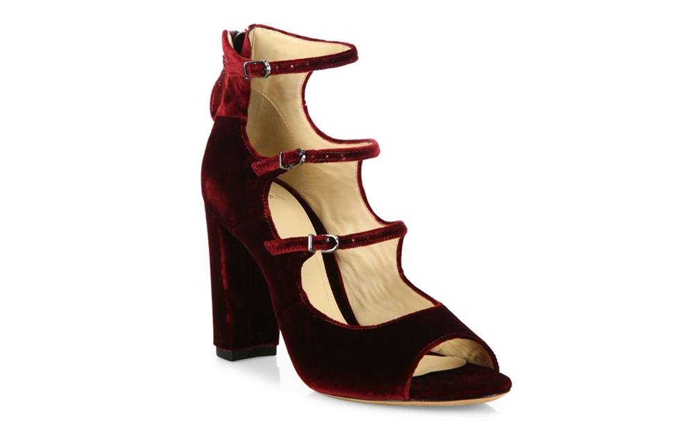 Alexandre Birman Velvet Mary Jane Block-Heel Sandals