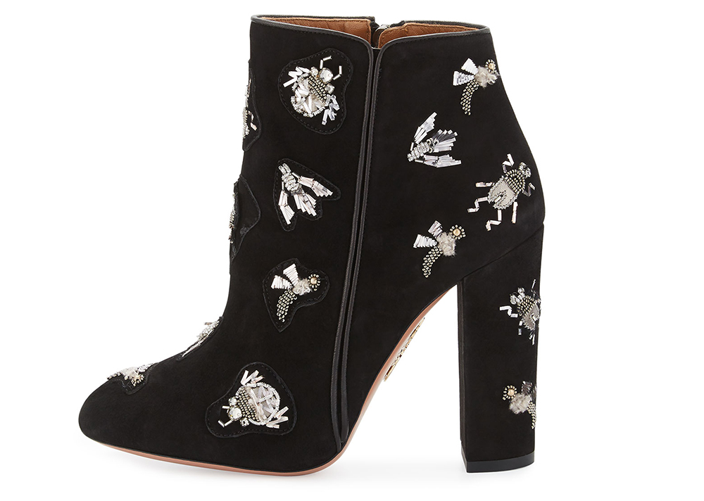 Aquazzura Fauna Embellished Suede Ankle Bootie