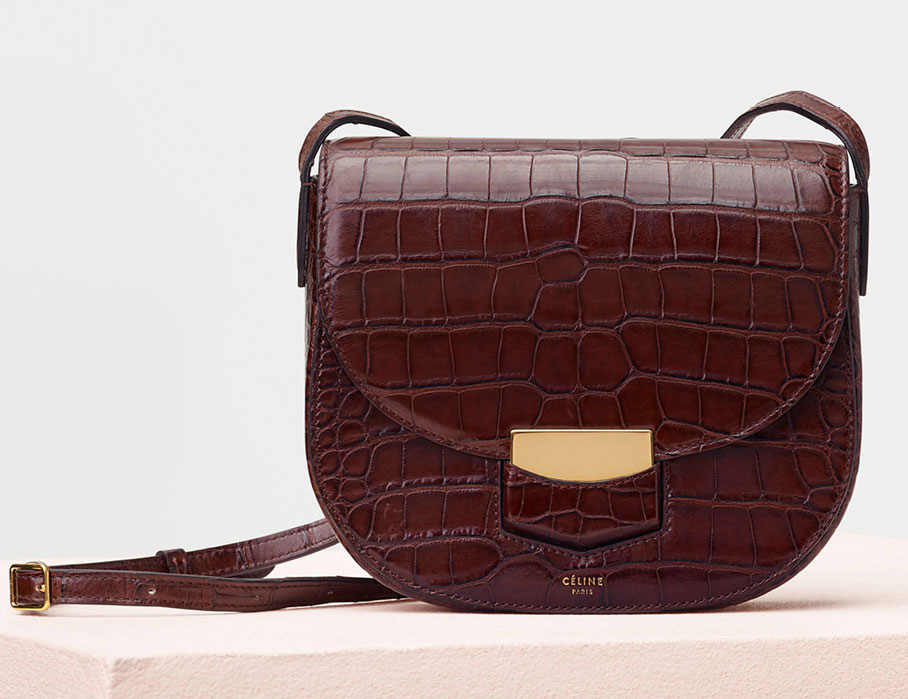 Celine-Trotteur-Shoulder-Bag-Brown-Crocodile