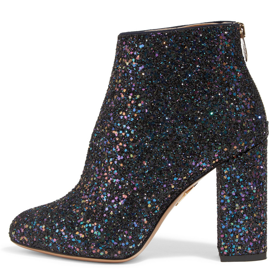Charlotte Olympia Alba Glittered Canvas Ankle Boots