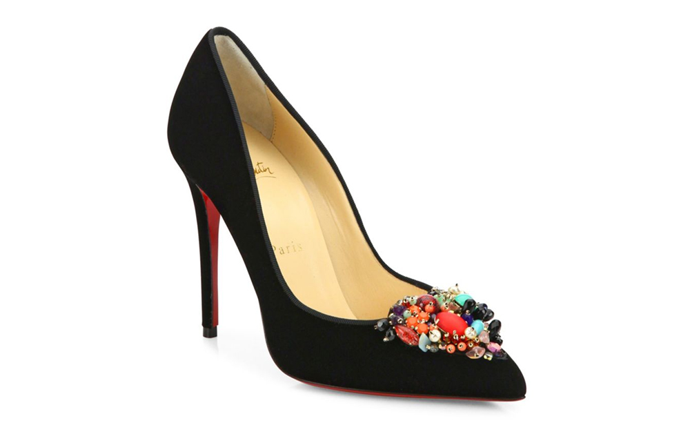 Christian Louboutin Diva Cora Emellished Velvet Point-Toe Pumps