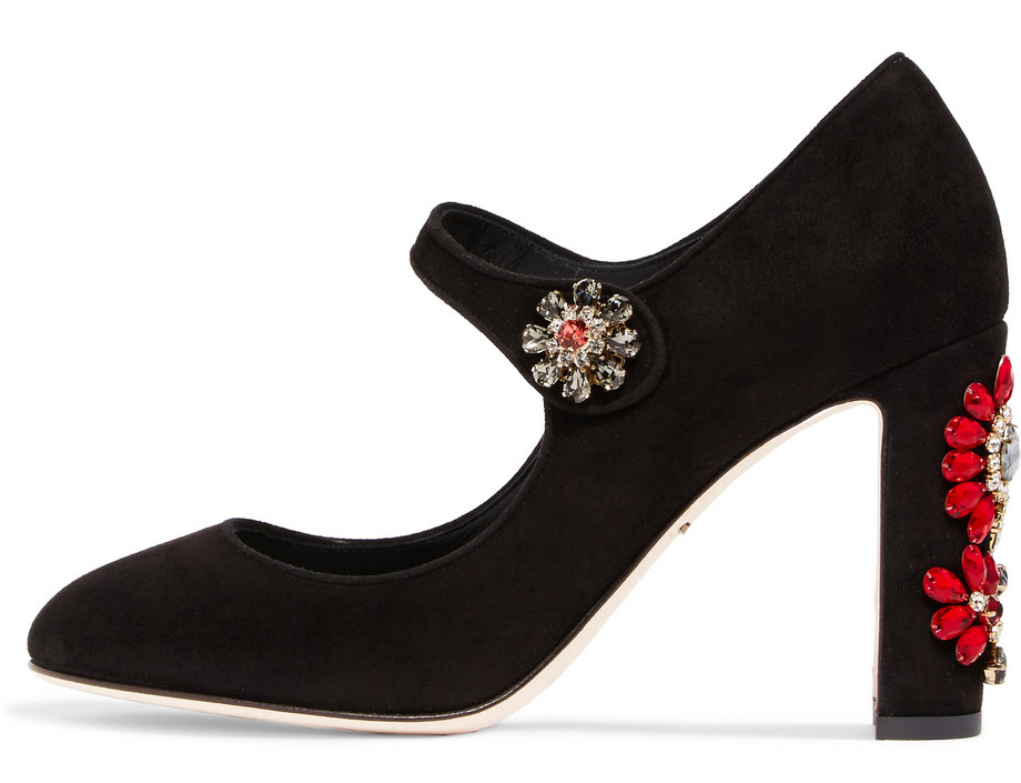 Dolce and Gabbana Embellished Suede Mary Jane pumps