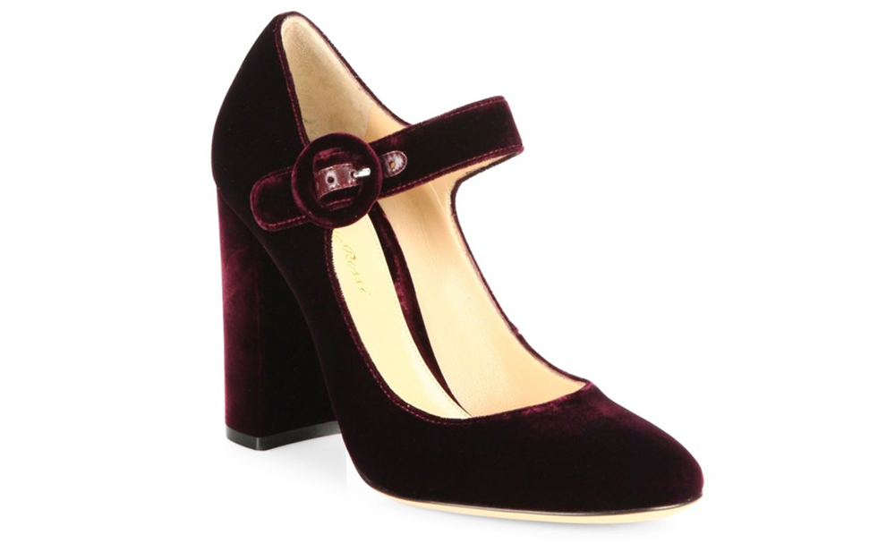 Gianvito Rossi Lorraine Velvet Mary Jane Block-Heel Pumps