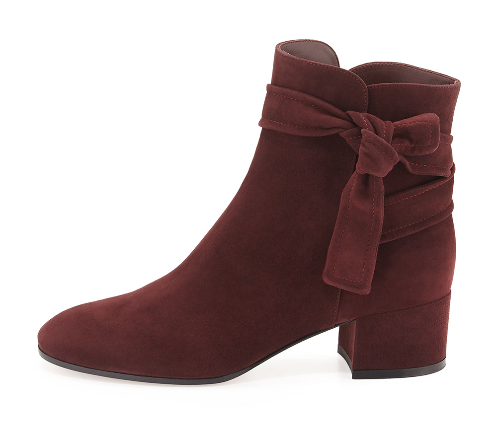 Gianvito Rossi Suede Side-Tie Ankle Boot