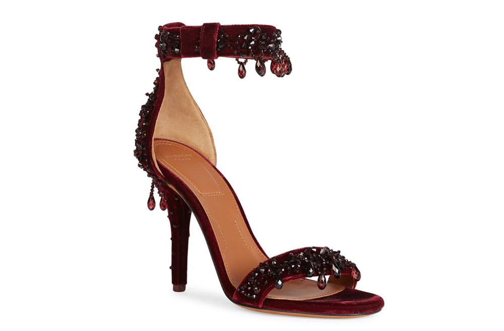 Givenchy Kali Line Embellished Velvet Ankle-Strap Sandals
