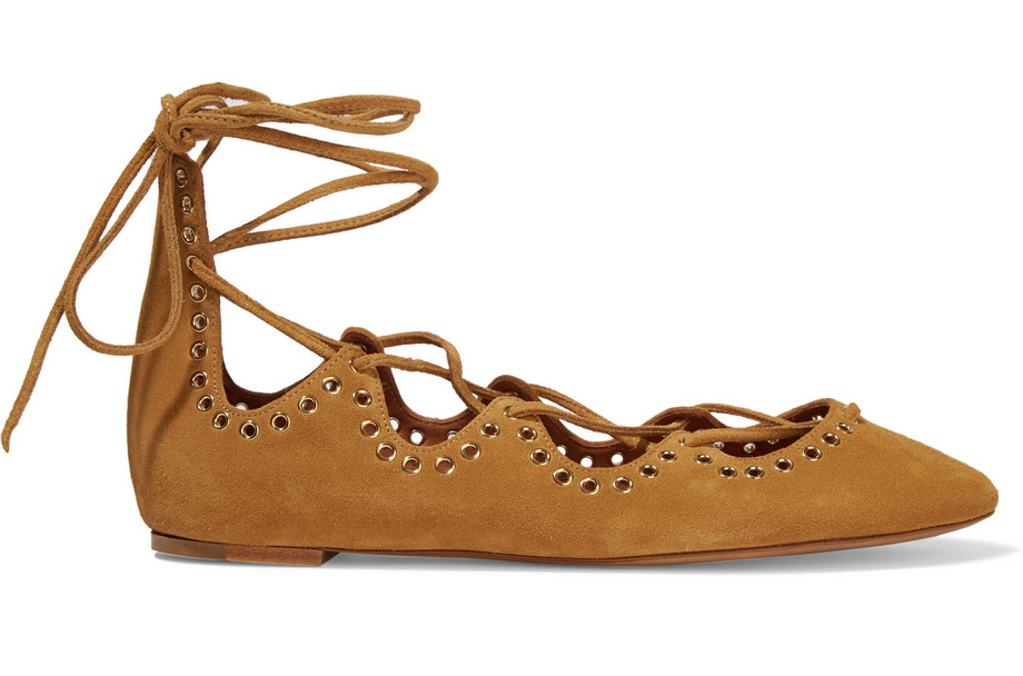 Isabel Marant Leo Lace-Up Embellished Suede Ballet Flats