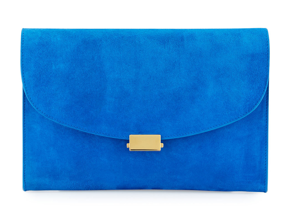 Mansur-Gavriel-Flat-Suede-Clutch-Blue