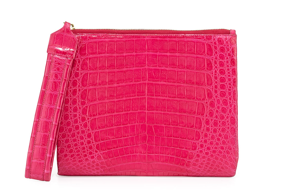 Nancy Gonzalez Crocodile Zip-Top Wristlet Bag