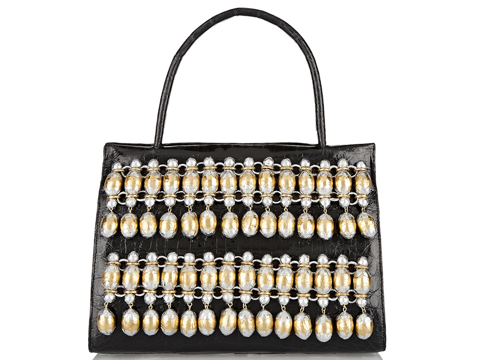 Nancy Gonzalez Embellished Glossed-Crocodile Tote