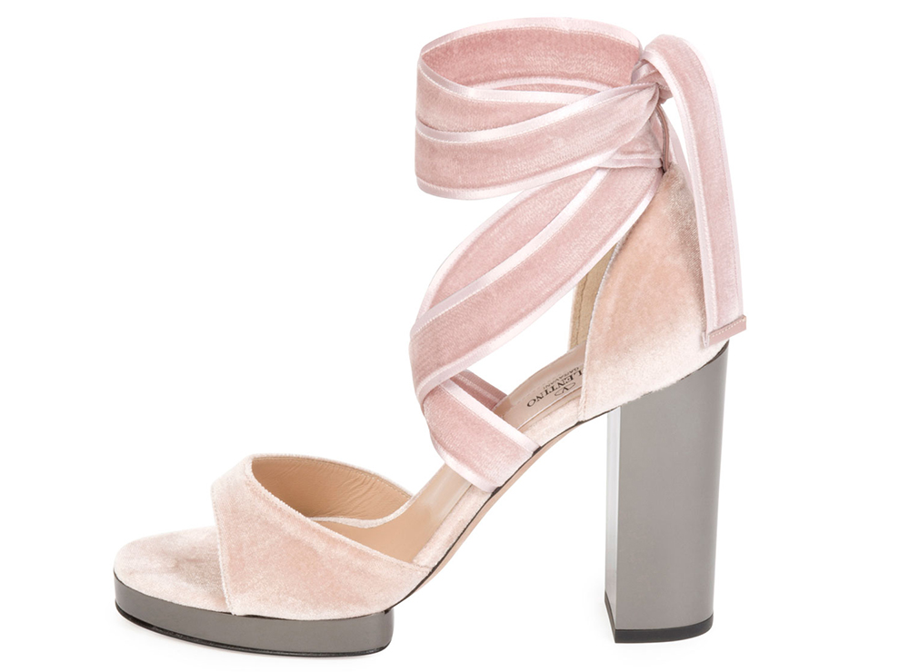 Valentino Ballet Fever Velvet Ankle-Wrap Sandal