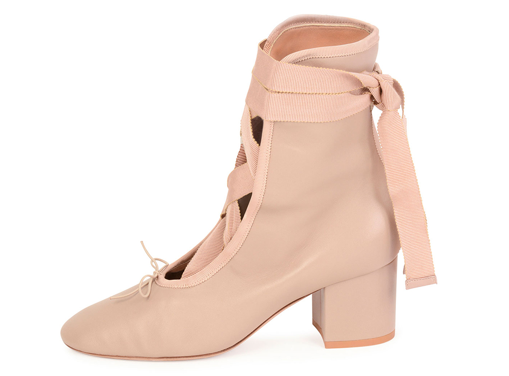 Valentino Ballet Napa Leather Lace-Up Bootie