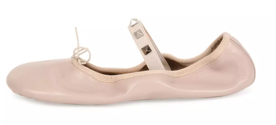 Valentino Rockstud Leather Ballerina Flat