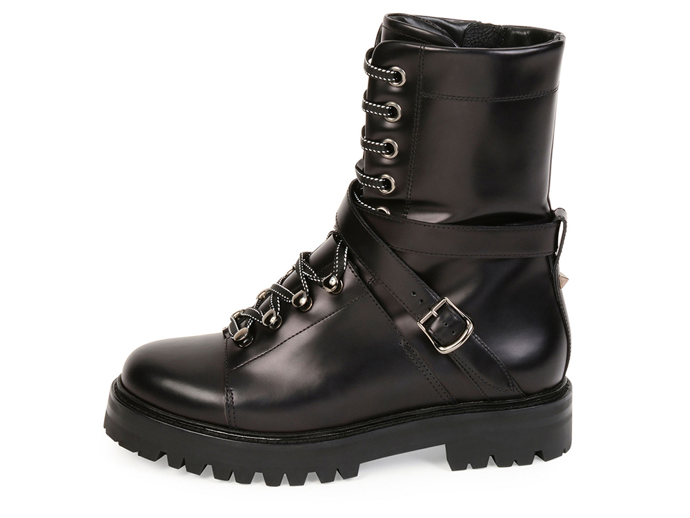 Valentino Rockstud Leather Combat Boot