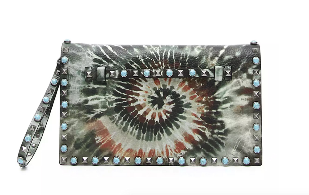 Valentino Rockstud Rolling Tie-Dye Clutch Bag