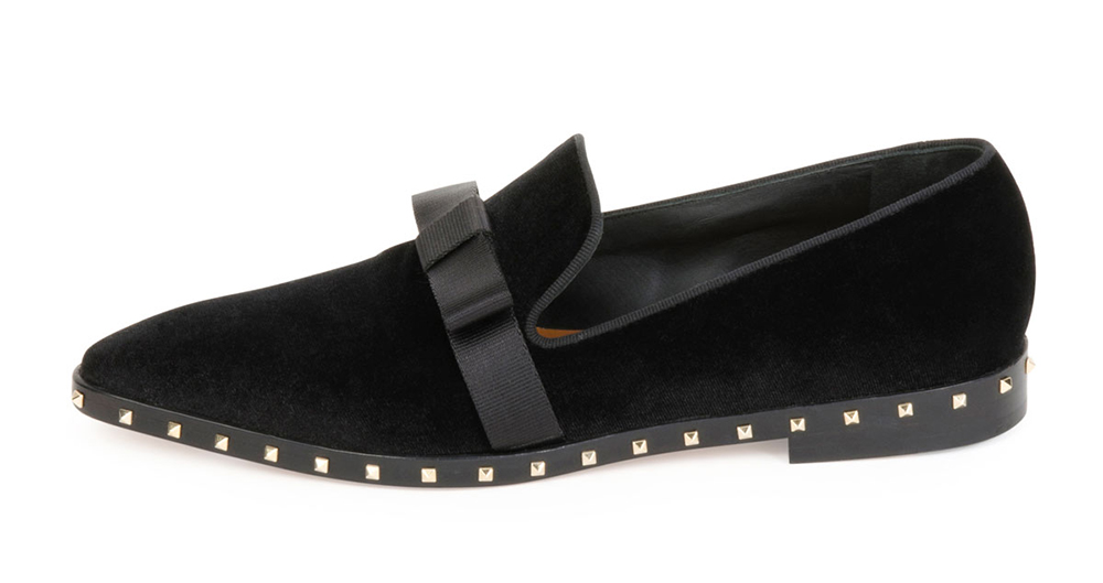 Valentino Soul Stud Velvet Bow Loafer