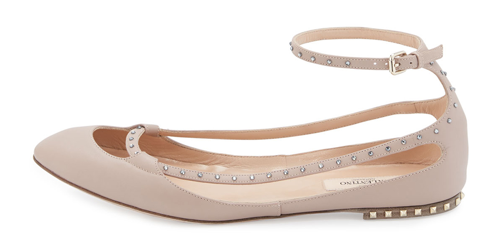 Valentino Stardust Babe Leather Ballerina Rockstud Flat