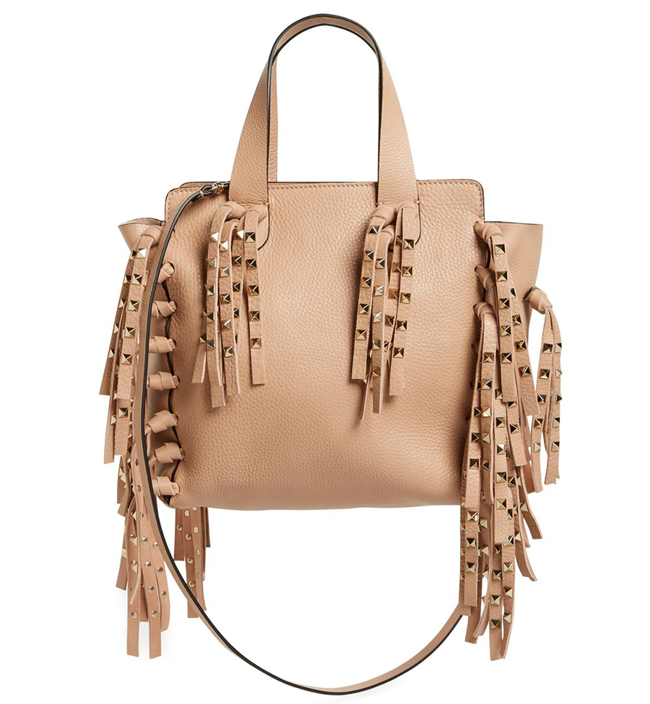 Valentino Studded Fringe Leather Tote