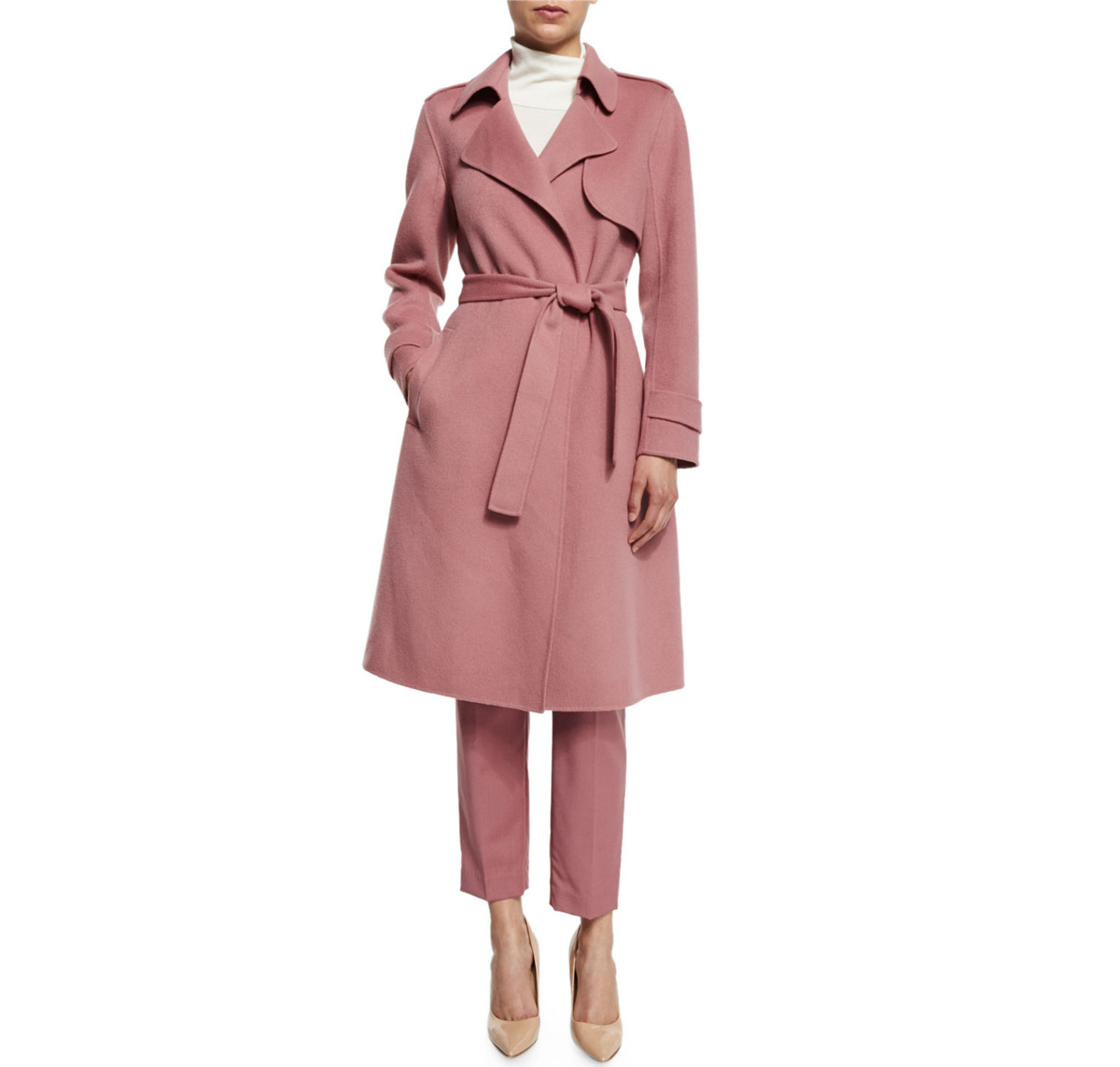 Theory Oaklane Trench coat in Pink Willow