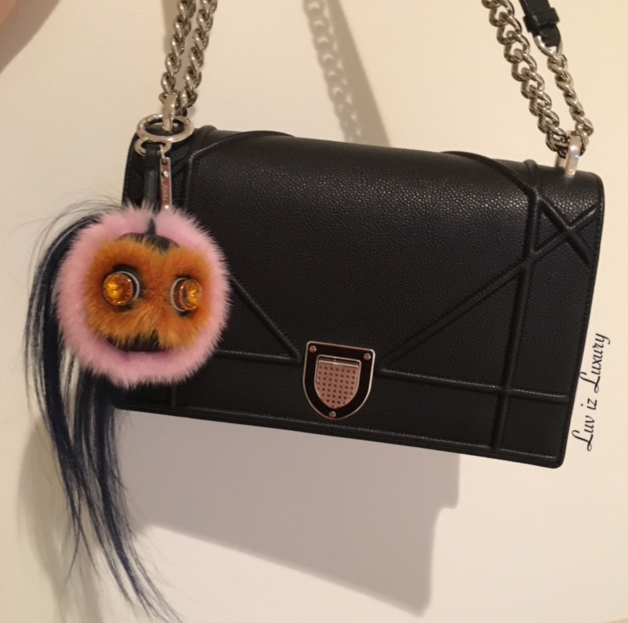 tPF Member: Luv is Louis  Bag: Dior Diorama Bag  Bag Charm: Fendi Mink Fur & Goat Fur Bag Bug ($750) 