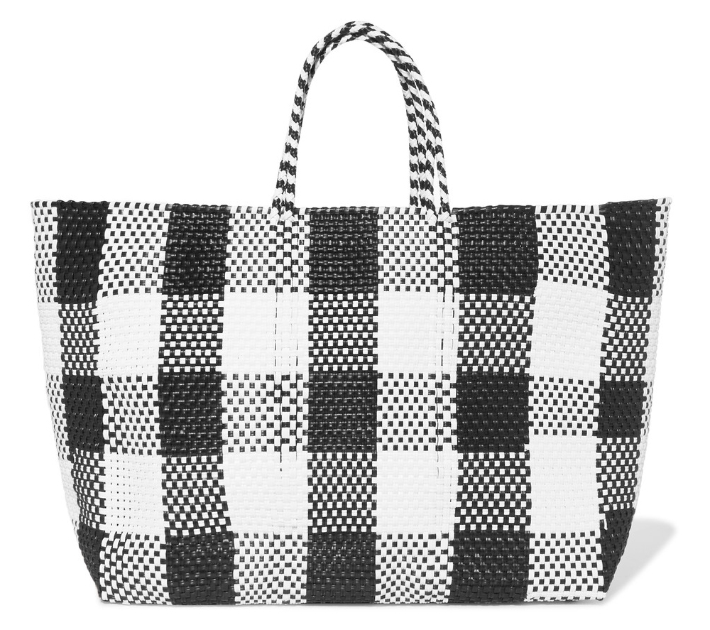 Truss Plaid Large Woven Raffia-Effect Tote