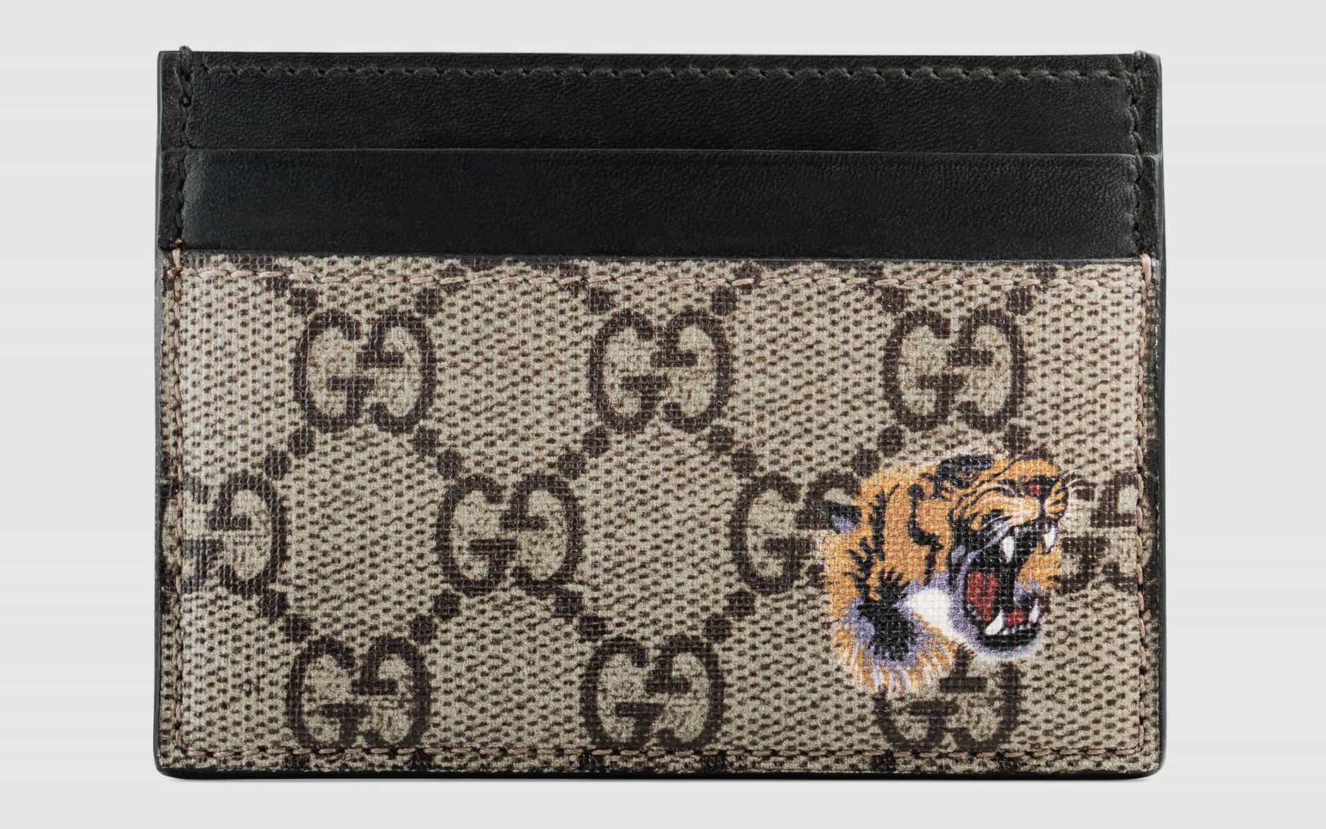 Gucci Tiger Print GG Supreme Card Case