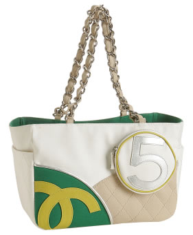 Chanel Green 5 Canvas Medium Tote