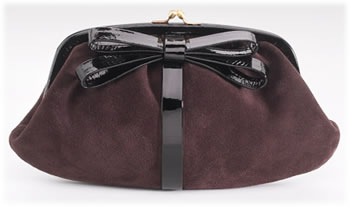 Moschino Bow Trim Suede Clutch