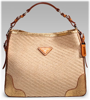 Prada Jute Snakeskin Hobo