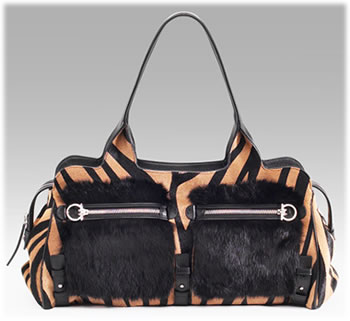 Salvatore Ferragamo Fur Trim Haircalf Bag