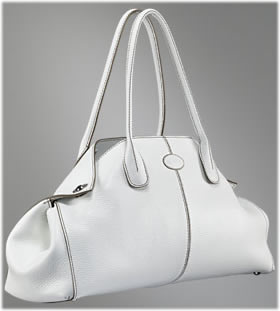 Tods Girelli East/West Bag in White Leather